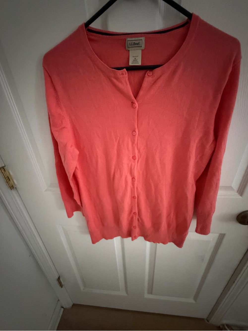 L.L. Bean Women’s Coral Pink Button-Front Cardigan